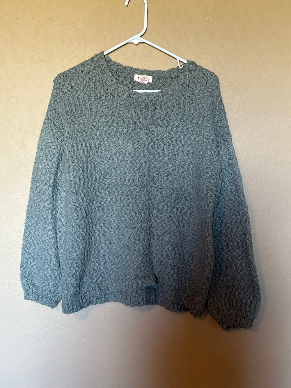 Womens GreenGray Kinit Sweater Long Sleeve Crew neck sweater